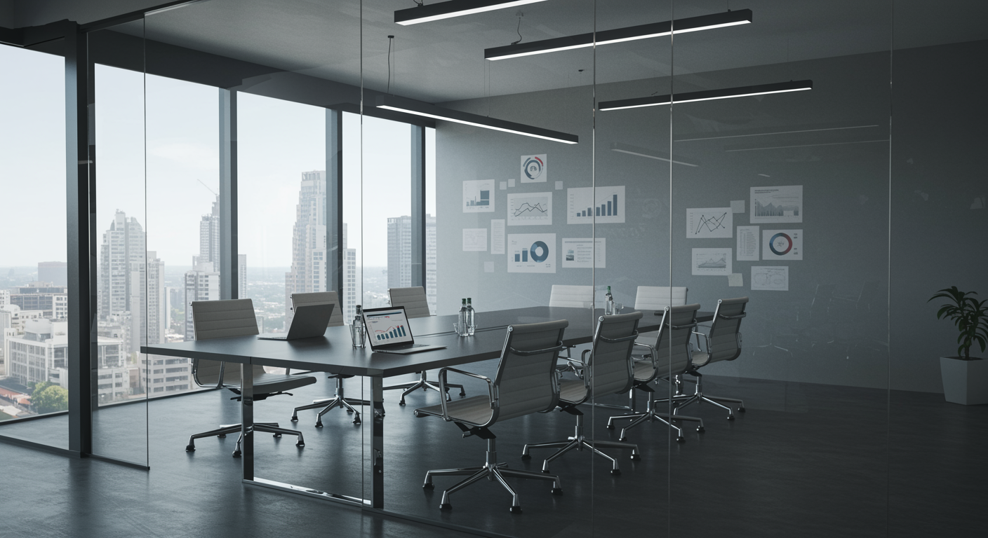 Bright modern conference room set up for digital marketing strategy sessions at a lead generation marketing agency