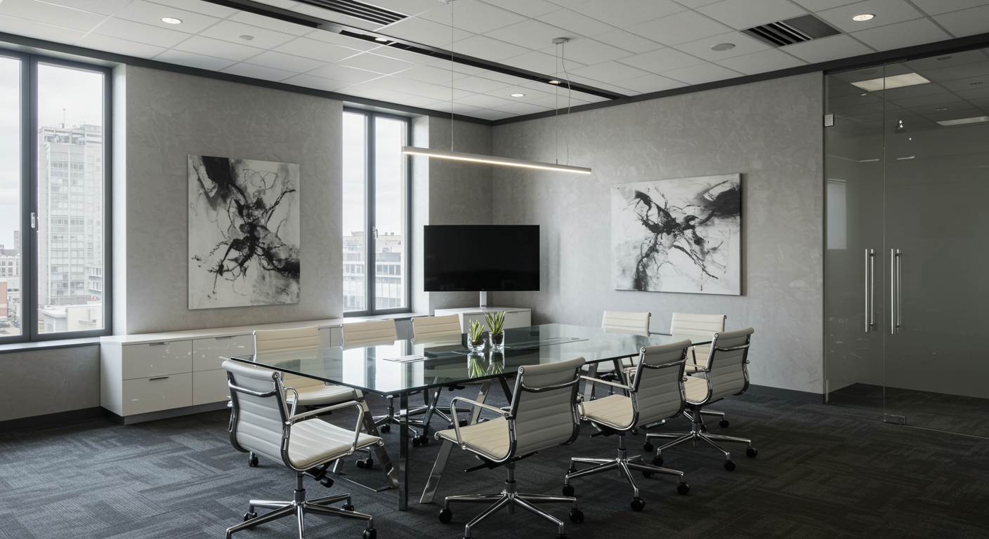 Professional lead generation marketing agency office with modern design and natural lighting