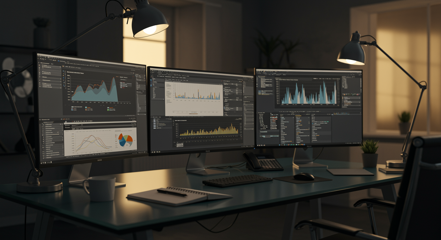 Modern marketing agency office showcasing lead generation and Local SEO services on digital screens in a professional setting